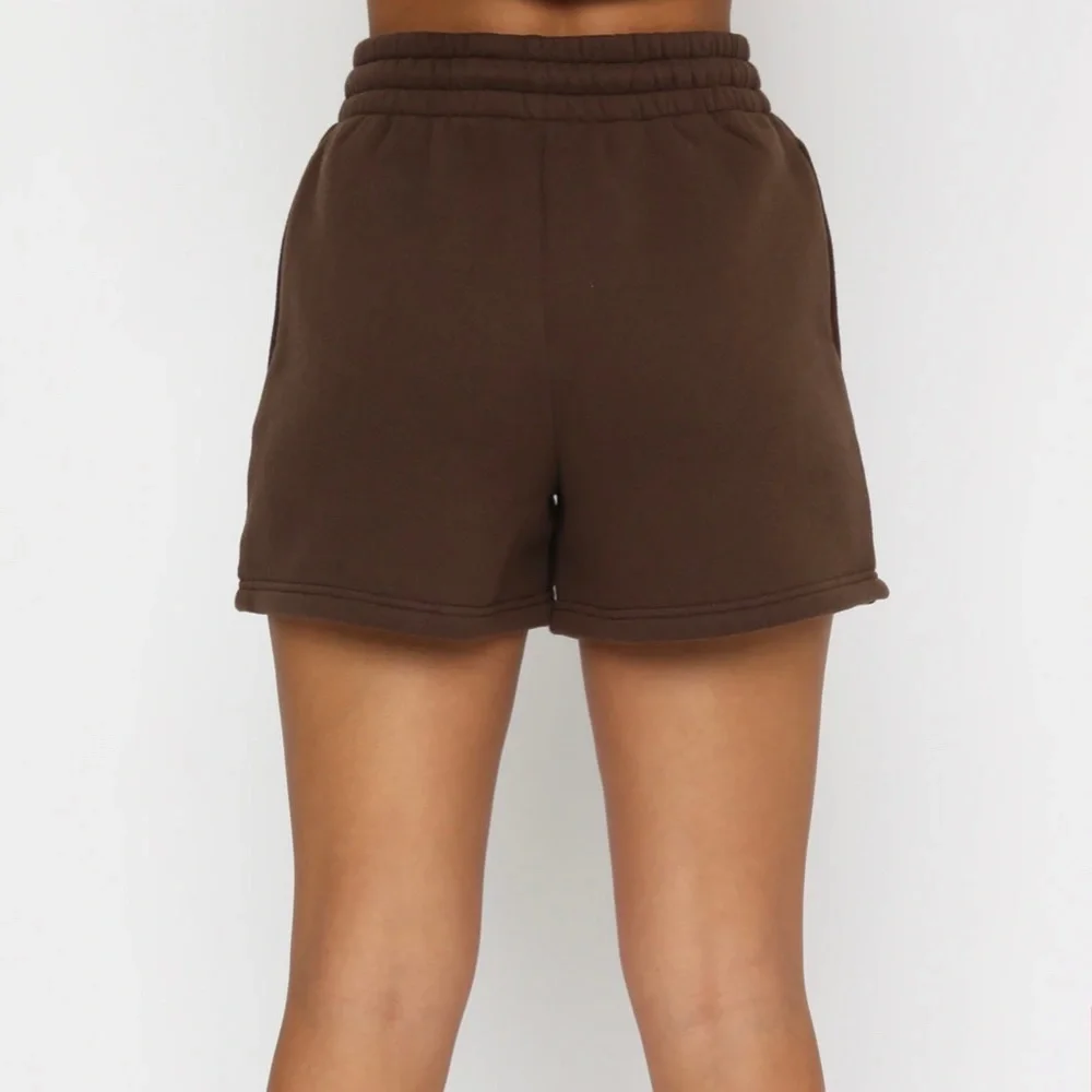 White fox boutique Lounge Shorts in Chocolate "Name Drop" - Picture 4 of 8